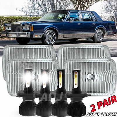 4PCS Fit Lincoln Town Car 1981-1989 4x6" LED Headlights Sealed Hi/Lo Beam DOT Foto 1 de 4