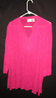 CHICOS Size 3 Beautiful Embroidered Magenta Hot Pink Tunic BLOUSE Top 3/4 Sleeve