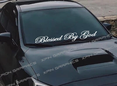 Blessed By God Windshield Banner Decal Sticker Christian Jesus Fits Car Truck - Image 1 of 3
