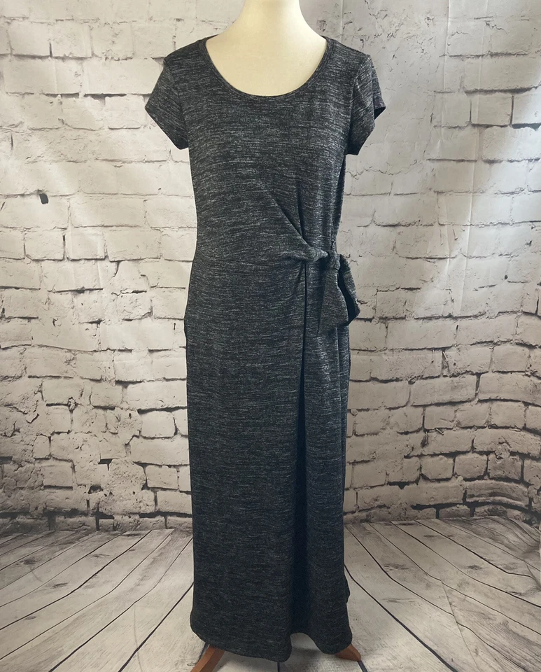 Maxi Vestido Talbots The Oprah Magazine Collection Mujer Gris Medio Manga Corta Foto 1 de 4