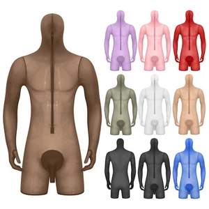 Sexy Mens Oil Wrapping Head Bodysuit Front Zipper Opening Boxer Hooded Leotard - Picture 1 of 65