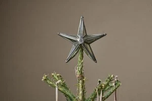 Star Tree Topper, Silver Grey Metal & Mirror Glass Bakara Nkuku Rustic Xmas - Picture 1 of 3