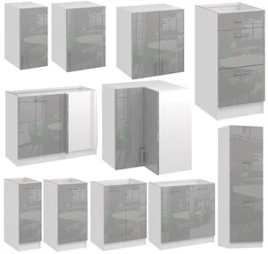 Küchenschrank Küche Hängeschrank Unterschrank Küchenzeile Kühlschrank GRAU - Bild 1 von 41