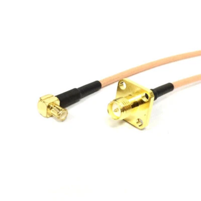 WiFi extension RP SMA female 4-hole panel mount to MCX male right angle cable - Image 1 of 3