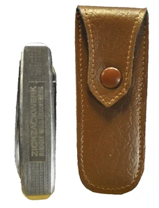 Chrome  SMALL&SLIM  Rostfrei  German   c.1973's  Pocket  Knife  w/Leather case - Picture 1 of 13
