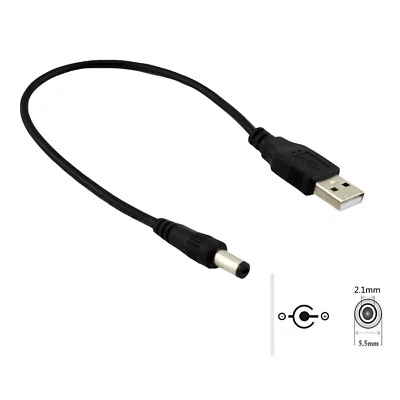 USB 2.0 Type A Male to 5.5x 2.1mm Male 5V DC Power Charging Extension Cable 25cm - Image 1 of 4