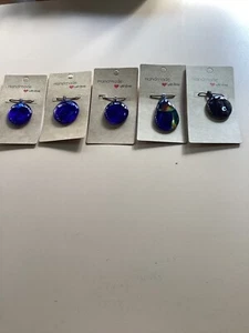 5 COLORFUL ARTISAN MADE FUSED BLOWN GLASS PENDANTS - Picture 1 of 4