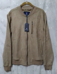 New BEN SHERMAN Size Small Vegan Suede FALL/WINTER Bomber Jacket POCKETS Khaki - Picture 1 of 6