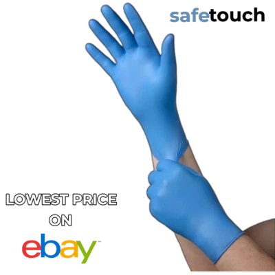 NITRILE GLOVES BLUE POWDER FREE LATEX FREE  MEDICAL GRADE STRONG DISPOSABLE - Image 1 of 3