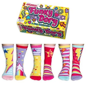 United Oddsocks Funky Dory 6 Oddly Coloured Coordinated Kids Socks UK 12-5.5 - Picture 1 of 1