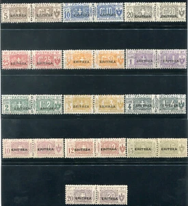1917 Eritrea pacchi II emissione serie completa 13 valori spl ** MNH 2 cert. - Picture 1 of 1