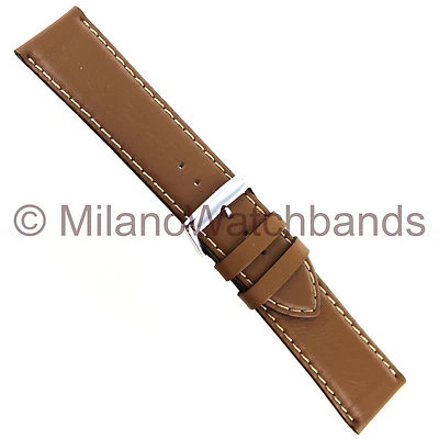 Correa de reloj acolchada de cuero cosido en contraste de piel de becerro genuina beige Speidel de 22 mm Foto 1 de 3