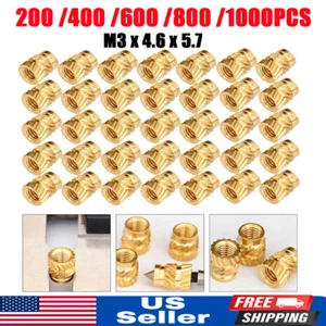 200-1000Pc M3 Thread Knurled Brass Threaded Heat Resistant Insert Embedment Nuts - Picture 1 of 15