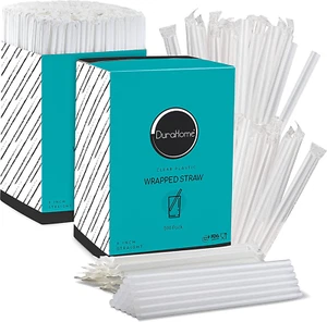 Clear Plastic Straws Individually Wrapped 1000 Pack - 8 Inch Drinking Straw, BPA - Picture 1 of 7