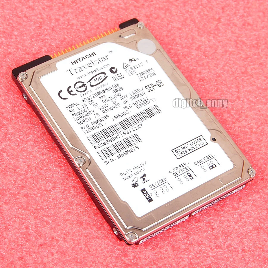 HITACHI 60GB HTS726060M9AT00 Hard Disk Drive HDD 2.5" 8MB 7200RPM PATA Laptop - Image 1 of 1
