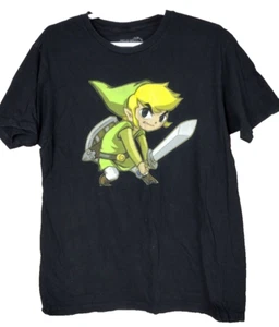 Legend Of Zelda T Shirt Size Large Black Tee with Green Zelda Charachter & Sword - Picture 1 of 8