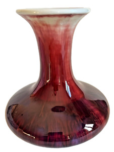 Chinese Red Oxblood Flambe Vase. Beautiful Red w/ Blue Mixed in At The Base!!