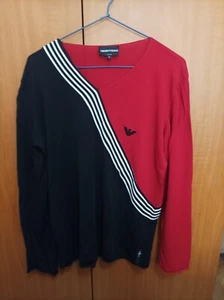 EMPORIO ARMANI Sweater. Red and black with stripes. Size 54. - Imagen 1 de 2