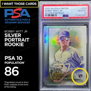 PSA 10 Bobby Witt Jr 2022 ROOKIE SILVER Portrait Topps Allen & Ginter - RARE - Bild 1 von 5