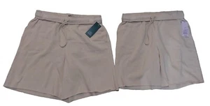 *NWT* 2 Pack Women's Medium High-Rise Fleece Bermuda Shorts  Light Taupe  #3y14 - Picture 1 of 1