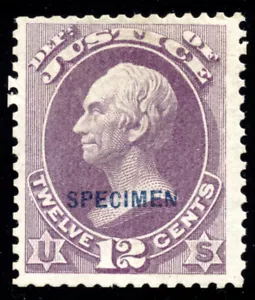 US O30S 12c Justice Dept. 1875 Special Printing SPECIMEN overprint PSAG cert - Picture 1 of 3
