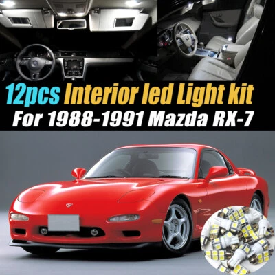 Kit de bombillas LED interiores de coche súper blancas de 12 piezas para Mazda RX-7 1988-1991 Foto 1 de 4