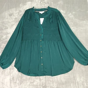 Camisa Nurture by Westbound para mujer con botones delanteros 2X Verde Renacimiento NUEVA - Imagen 1 de 12