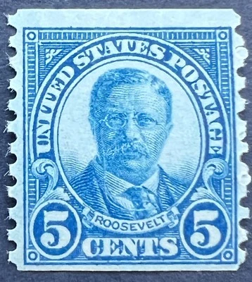 Scott#: 602 - Theodore Roosevelt 5¢ 1924 BPE single stamp MNHOG - Lot 5 - Image 1 of 2