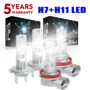 For Hyundai Elantra 2012 2013 4PC CSP LED Headlight Bulbs H7+H11 6000K White Kit - Picture 1 of 15