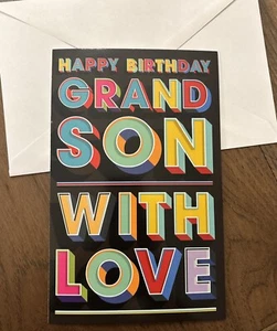 Birthday GRANDSON With Love Colorful 5'x7.75" Stockwell Greeting Card - Picture 1 of 11