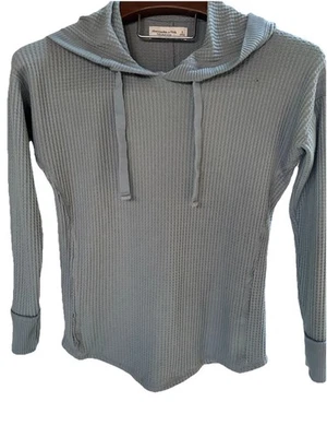 Pullover con capucha térmica gris azul Abercrombie & Fitch S suave para mujer Foto 1 de 4