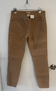 Pantalones de palillo de dientes de pana vintage elásticos J.Crew para mujer 27 Lt. marrón #02655 nuevos con etiquetas - Imagen 1 de 6