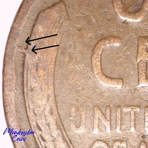 1910 Lincoln Wheat Cent - Die Crack Reverse - Rare Error Coin - Picture 1 of 4