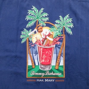 Tommy Bahama Shirt Mens 3XL Blue 100% Silk Hail Mary Camp Hawaiian Embroidered - Picture 1 of 16