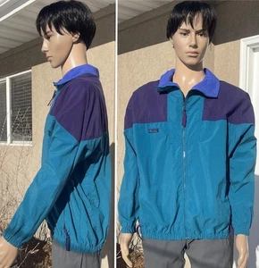vtg 90's COLUMBIA wind jacket hip hop green purple color block windbreaker men L - Picture 1 of 12