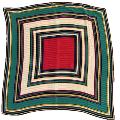 Vintage Oscar De La Renta Silk Scarf 30” X 32” Red Green Holiday Christmas - Image 1 of 4