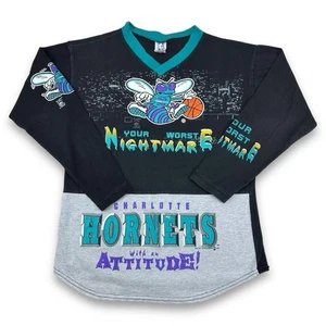 T-shirt manica lunga basket vintage 1995 donna NBAP Charlotte Hornets 12/14 S1969 - Foto 1 di 7
