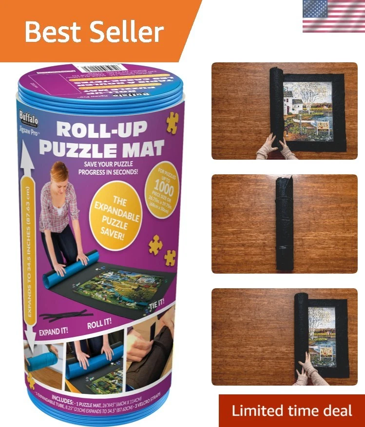 Innovadora alfombrilla para ahorrar rompecabezas - Diseño portátil para hasta 1500 piezas de fieltro negro Foto 1 de 4