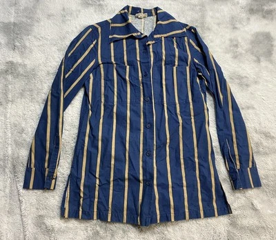 Camisa De Colección 1975 Marimekko Suomi Finlandia Jokapoika Abotonada Rayas Azul 36 LEER Foto 1 de 4