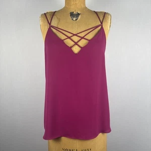 Express Women’s Strappy Cami Top Medium Magenta V Neck Sleeveless Blouse M - Picture 1 of 9