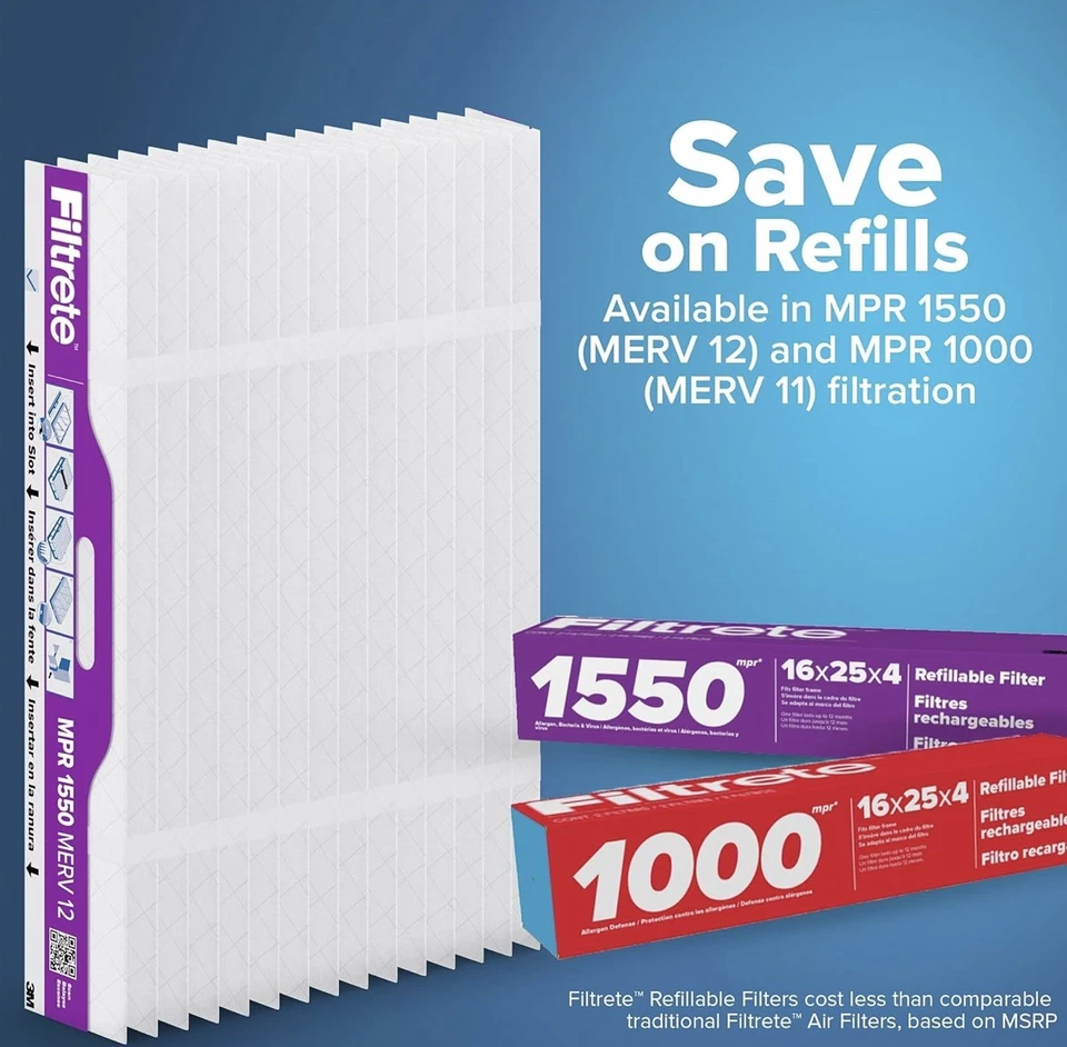 Kit de inicio de filtro de aire recargable 16x25x4 MPR 1550 Foto 1 de 4