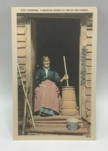 Mountain Woman Churning Butter, Chores-Early 20th Cent 3x5 RPPC Postcard UNPOST - Picture 1 of 2