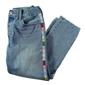 Polo Ralph Lauren Avery Boyfriend Crop Jeans Women’s 29 Logo Ribbon Blue Denim - Picture 1 of 19