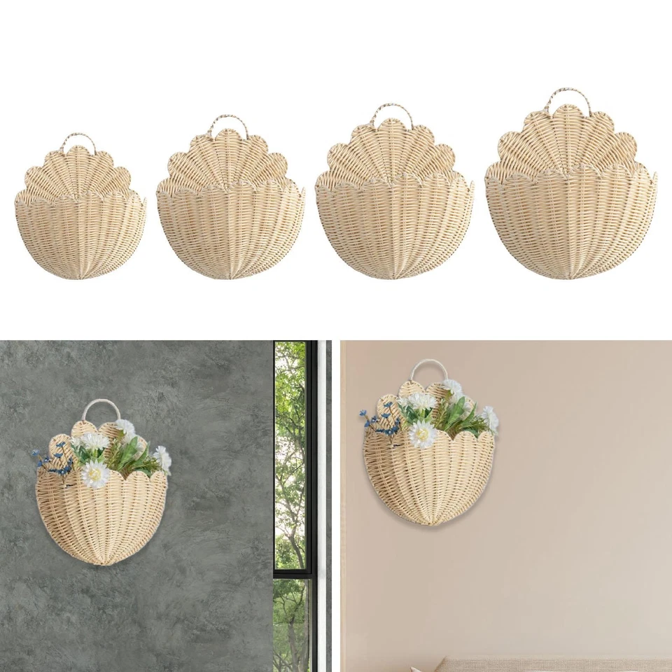 Wall Hanging Basket Storage Organizer Imitation Rattan, Flowers Hanging Storage - Image 1 of 1