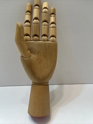 Vintage Wooden Articulated Jointed Hand Model Artist Model 10 X3” LEFT Hand - Image 1 of 4