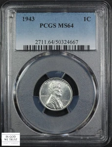 1943 Lincoln Wheat STEEL Cent 1C PCGS MS 64 - Picture 1 of 5