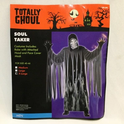 Disfraz de Halloween Soul Taker Parca Adulto Hombre XL Ghoul Bata Negra Máscara Foto 1 de 4
