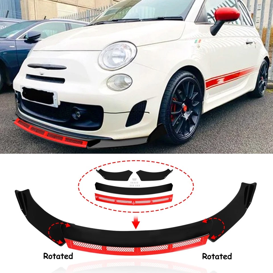 Parachoques delantero divisor de labios alerón rojo malla difusor alerón barbilla para Fiat Abarth 595 500 Foto 1 de 4