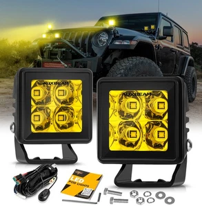 AUXBEAM 2" LED Work Light Spot Cube Pods Driving Fog Lamp Offroad Yellow Amber - Picture 1 of 12