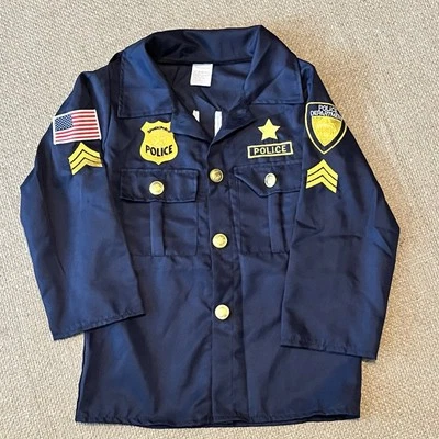 Police Officer Costume Shirt Size M Blue Unisex Halloween Short Sleeve - Image 1 of 4